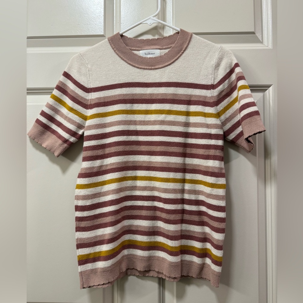 Böhme Short Sleeve Striped Crewneck Sweater